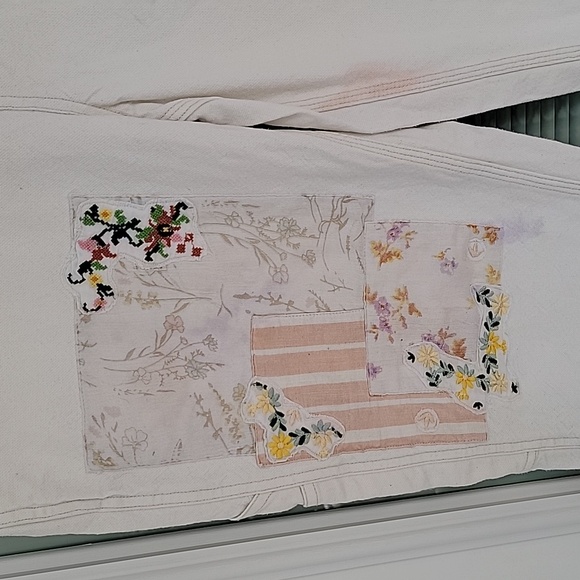 We The Free Love Alive Boyfriend Jeans Patchwork Dye Carpenter Pants Sz 28 - Picture 5 of 16